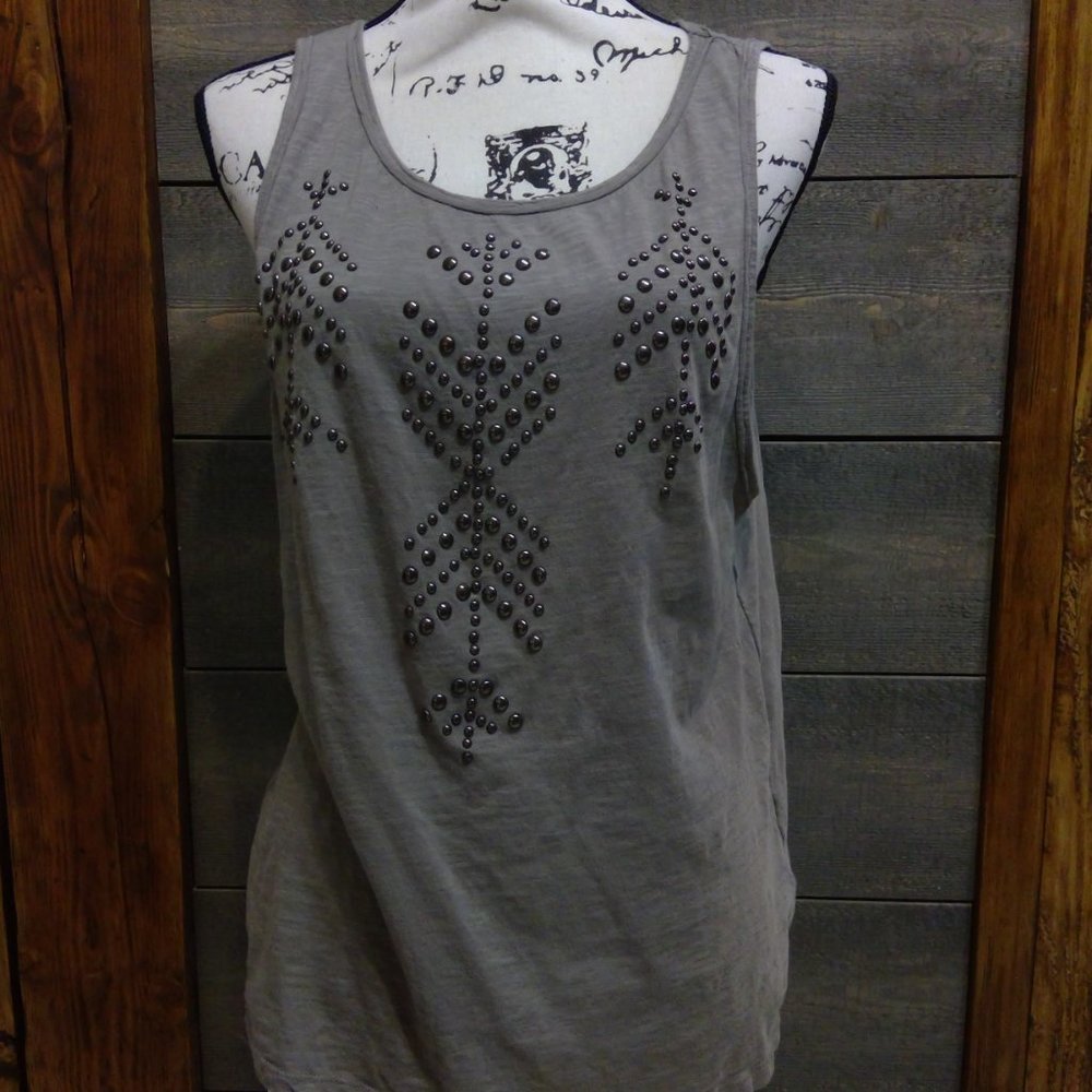 Sun & Shadow Gray Studded Tank Top Women's Medium Sleeveless